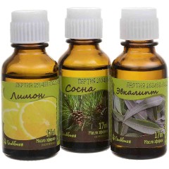 Набор масел эфирных Главбаня (лимон, сосна, эвкалипт), 3х17 мл для бани