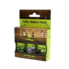 Набор масел эфирных Главбаня (пихта, мята, эвкалипт), 3х17 мл для бани
