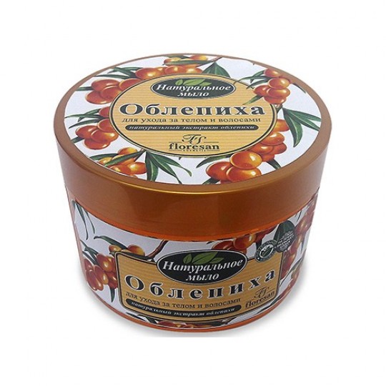 Натуральное мыло для ухода за телом и волосами "Облепиха", 450 г для бани