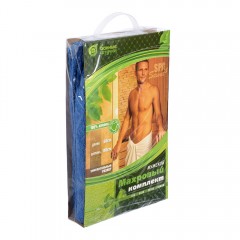 Махровый комплект для мужчин (накидка 140х60см + рукавица) синий