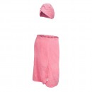 Махровый комплект для женщин (накидка 140х80см + чалма) розовый