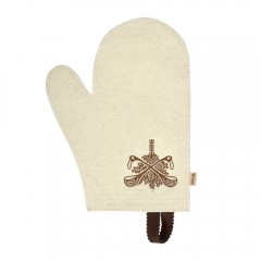 Рукавица белая с вышитым логотипом Банные Штучки (войлок)