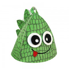 Шапка банная «Дракончик с гребнем», фетр зелёный