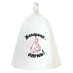 Шапка банная, принт "Женщина-огонь" арт. Б04016