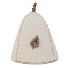 Шапка банная с аппликацией "Лист" войлок белый арт. Б40
