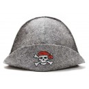 Шапка банная, вышивка "Пират" войлок серый арт. Б40122