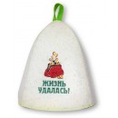 Шапка банная "Жизнь удалась" войлок арт. Б409