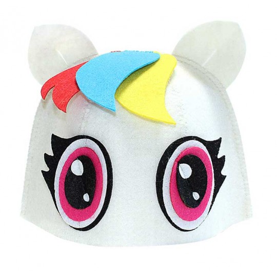 Шапка банная "Радужная пони" фетр белый арт. Б450142