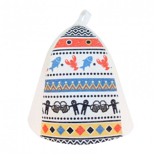 Шапка банная принт ПИВО-РАКИ (фетр)