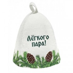Шапка банная, принт и вышивка "Еловая" войлок арт. А3602