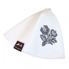 Шапка банная вышивка крестик Гжель (фетр)