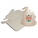 Подарочный набор 3 предмета (шапка Добрая баня, рукавица, коврик) в коробке