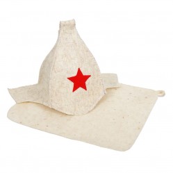 Подарочный набор 2 предмета (шапка Буденовка белая, коврик)