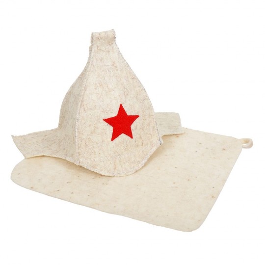 Подарочный набор 2 предмета (шапка Буденовка белая, коврик)