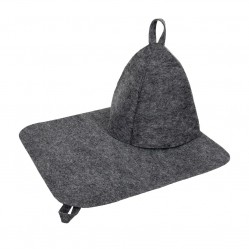 Подарочный набор 2 предмета (шапка, коврик) серый