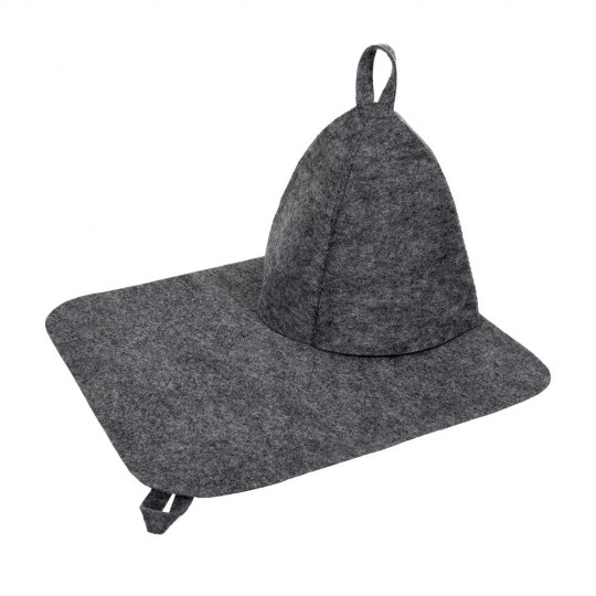 Подарочный набор 2 предмета (шапка, коврик) серый