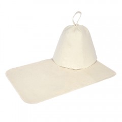 Набор из 2-х предметов (шапка Классик, коврик белый) Банные штучки (войлок)