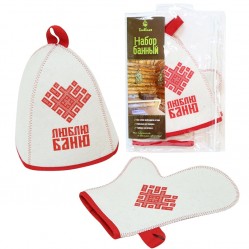 Набор для бани Люблю Баню (шапка, рукавица)