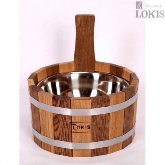 Ушат из дуба зебра с нержавеющей вставкой 3 л.