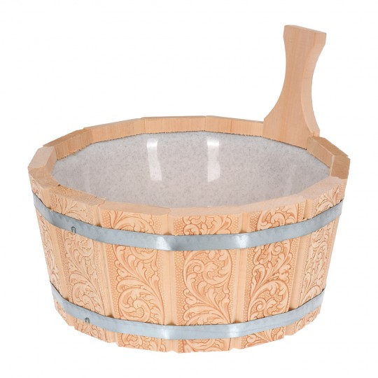 Ушат 3,5 л, с пластиковой вставкой, с орнаментом «Цветы», липа