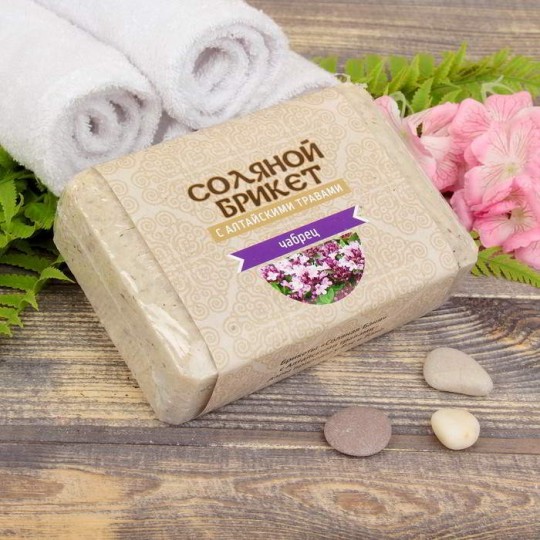 Соляной брикет, "Соляная баня" с Алтайскими травами "Чабрец" вес 1,35 кг для бани