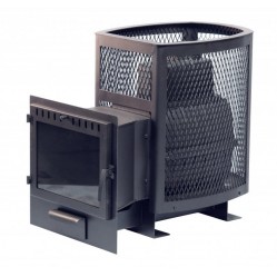 Печь банная чугунная "СИБИРЬ-22". Панорамная дверца (Сетка)