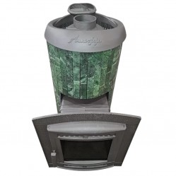 Печь банная "Атмосфера XL" в ламелях из натурального камня "Змеевик" наборный