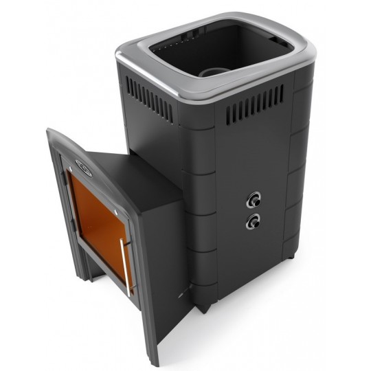 Чугунная печь для бани Термофор Тунгуска Cast Витра ТО антрацит