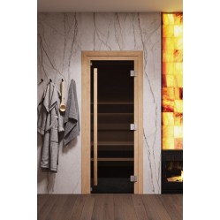 Стеклянная дверь для бани/сауны COOPER PREMIUM 200*81,5 (бронза) коробка ОЛЬХА