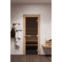 Стеклянная дверь для бани/сауны COOPER PRO 200*81,5 (бронза матовая) коробка ОЛЬХА
