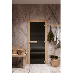 Стеклянная дверь для бани/сауны COOPER STANDART 180x70 (графит матовый) коробка ОЛЬХА
