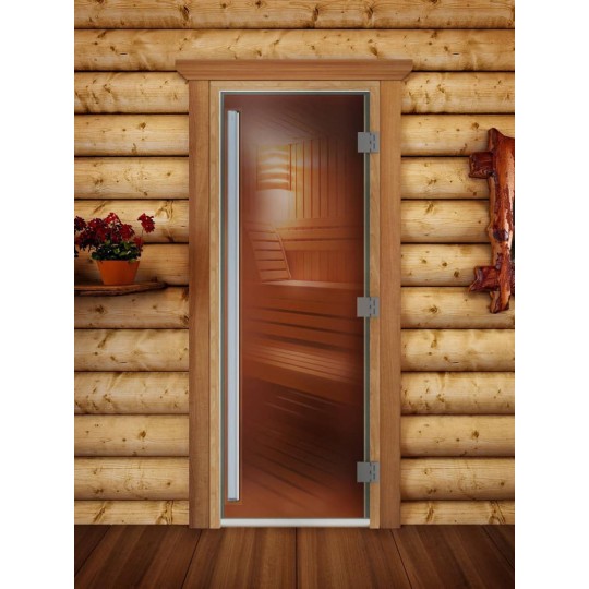 Дверь стеклянная Doorwood 1900x700 (Престиж, бронза, коробка Ольха)