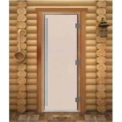 Дверь стеклянная Doorwood 1900x700 (Престиж, сатин, коробка Ольха)