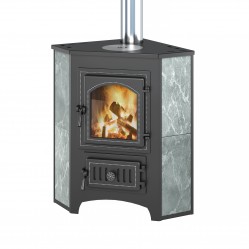 Печь-камин ВЕЗУВИЙ ПК-01 (220) угловой талькохлорит с конфоркой 9 кВт (150 м3) ф115мм