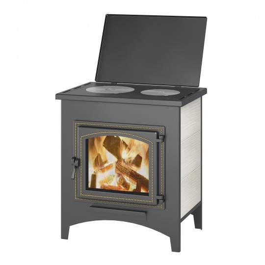 Печь-Камин Везувий ПК-04 (240) с плитой бежевый