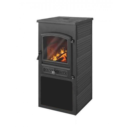 Печь-камин Этна (бкд) с плитой (Антрацит) Ø115мм